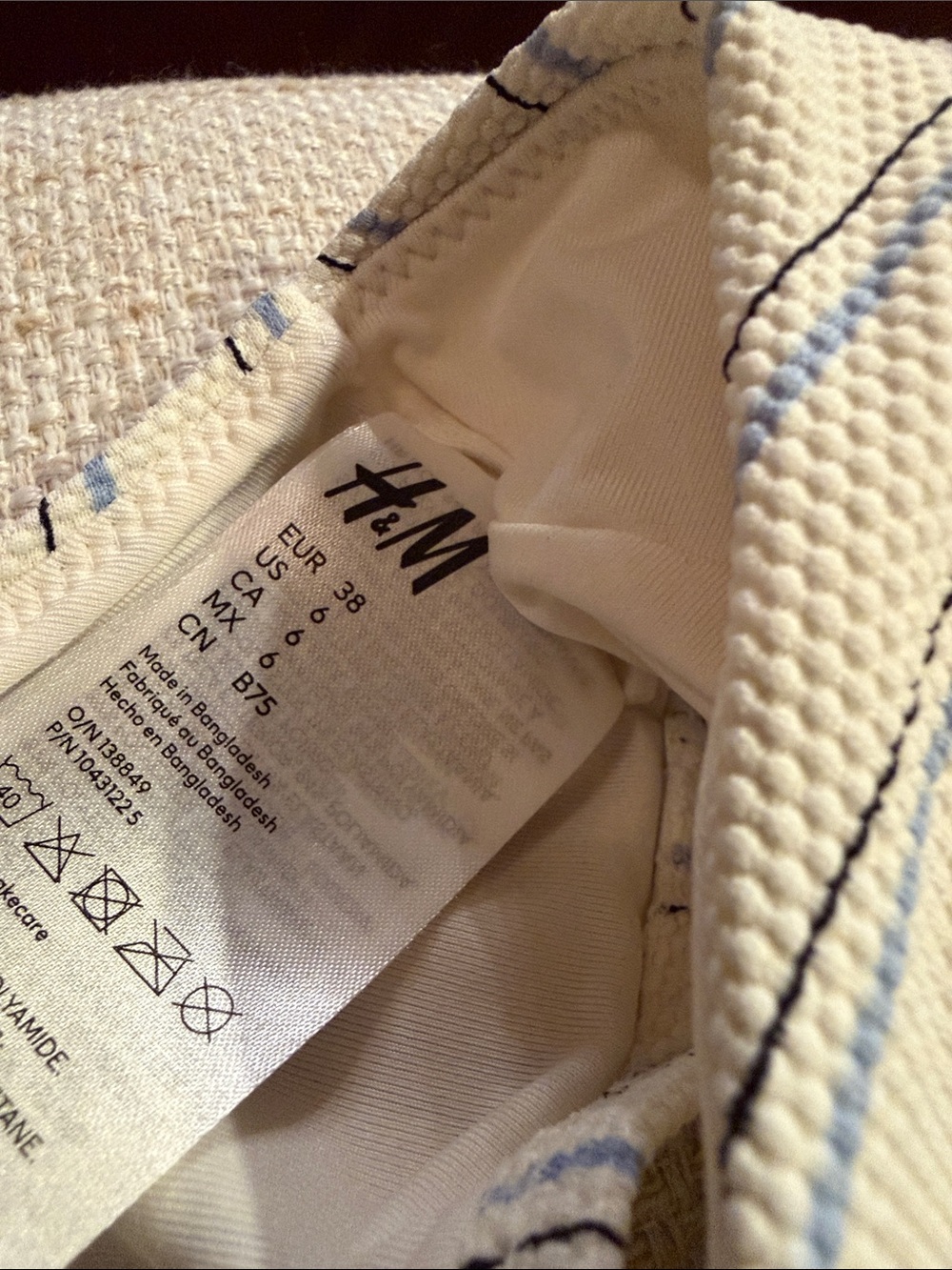 H & M Cream Striped Top & aerie Black High-Waist Bikini Bottoms - Picture 3 of 5